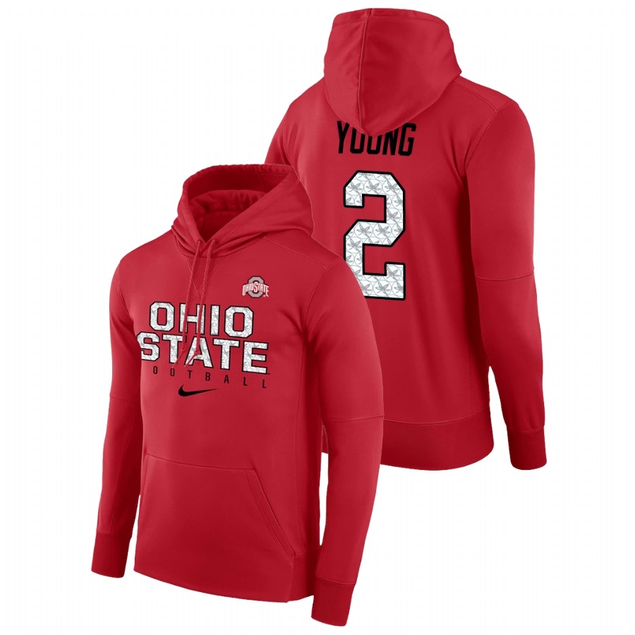 Ohio State Buckeyes Men's NCAA Chase Young #2 Scarlet Practice Performance Pullover College Football Hoodie JZG2349DC